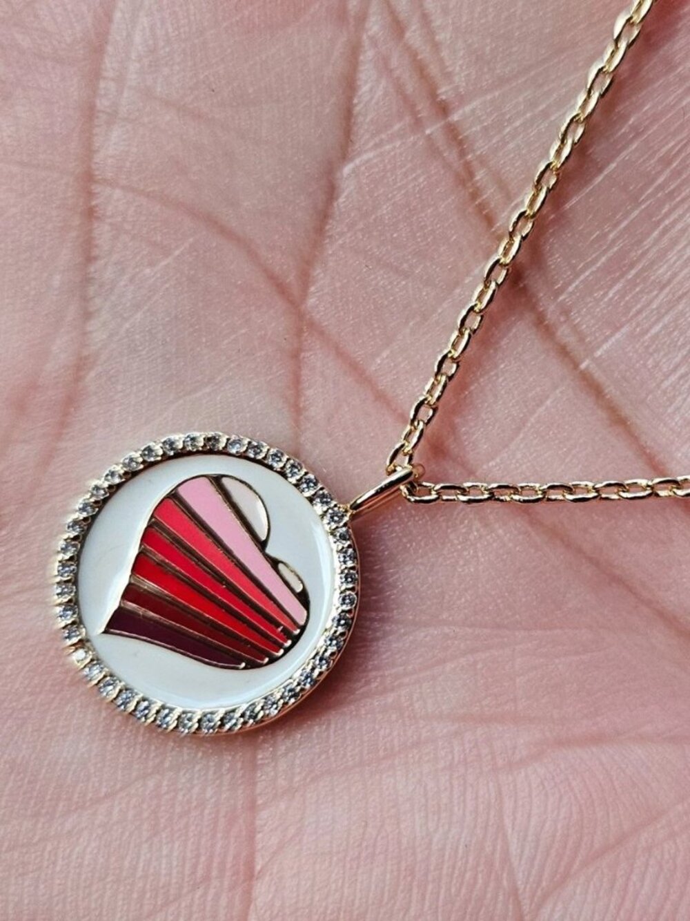 LULU DK Necklace Women Jewelry LOVE 14K Plated Reversible Enamel Crystal Accent